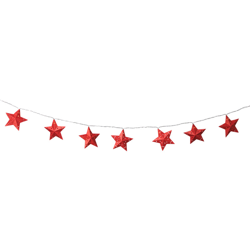 Kerst lichtslinger met sterren - rood - 1.35 meter