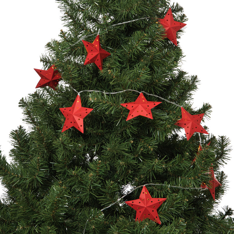 Kerst lichtslinger met sterren - rood - 1.35 meter