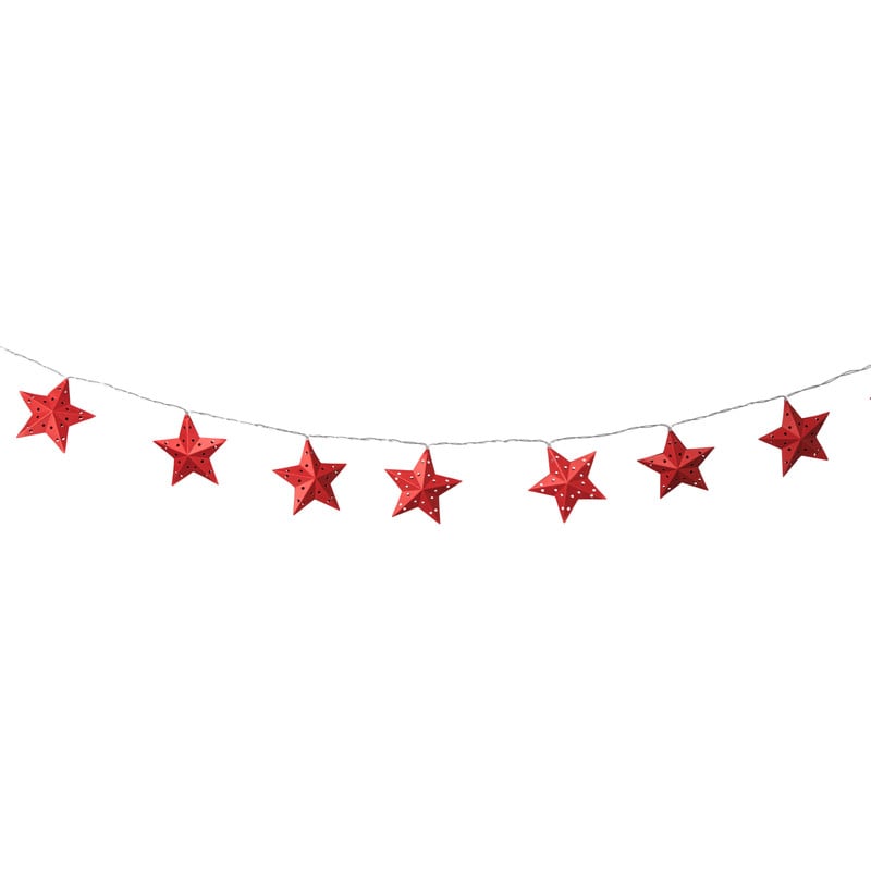 Kerst lichtslinger met sterren - rood - 1.35 meter