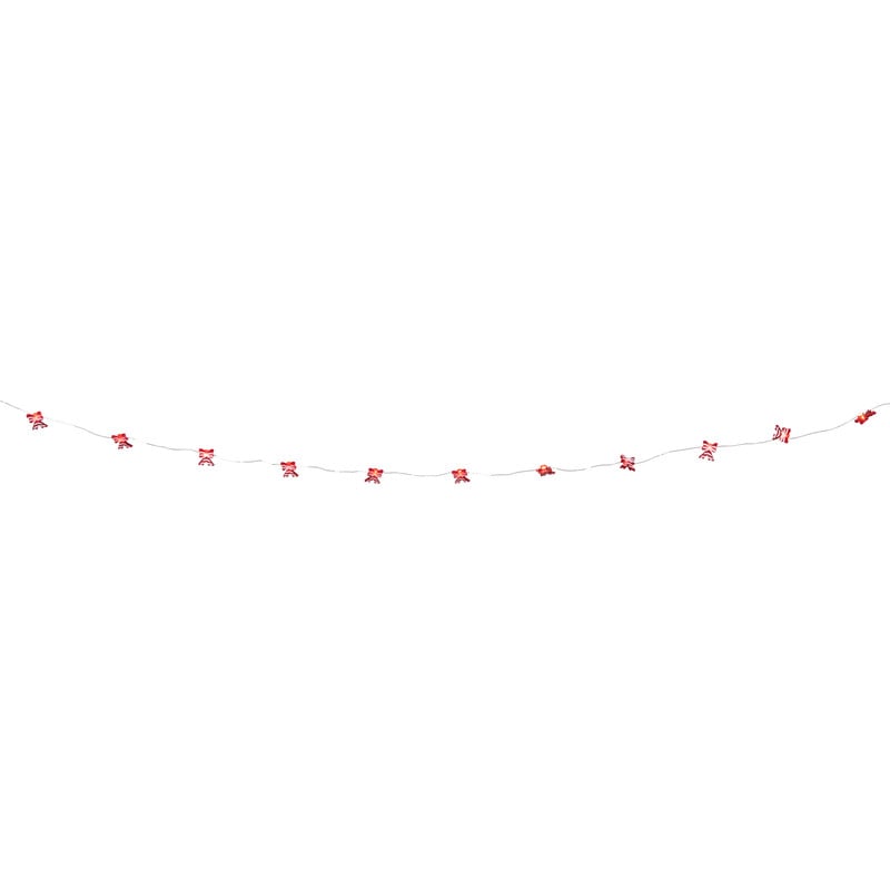 Kerst lichtslinger met strikjes - rood - 1.9 meter