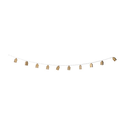 Kerst lichtslinger met huisjes - goudkleurig - 135 cm