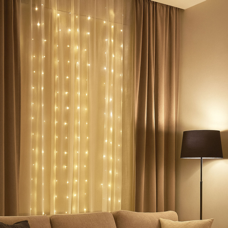 Deurgordijn kerst met 200 lichtjes - 200x300 cm