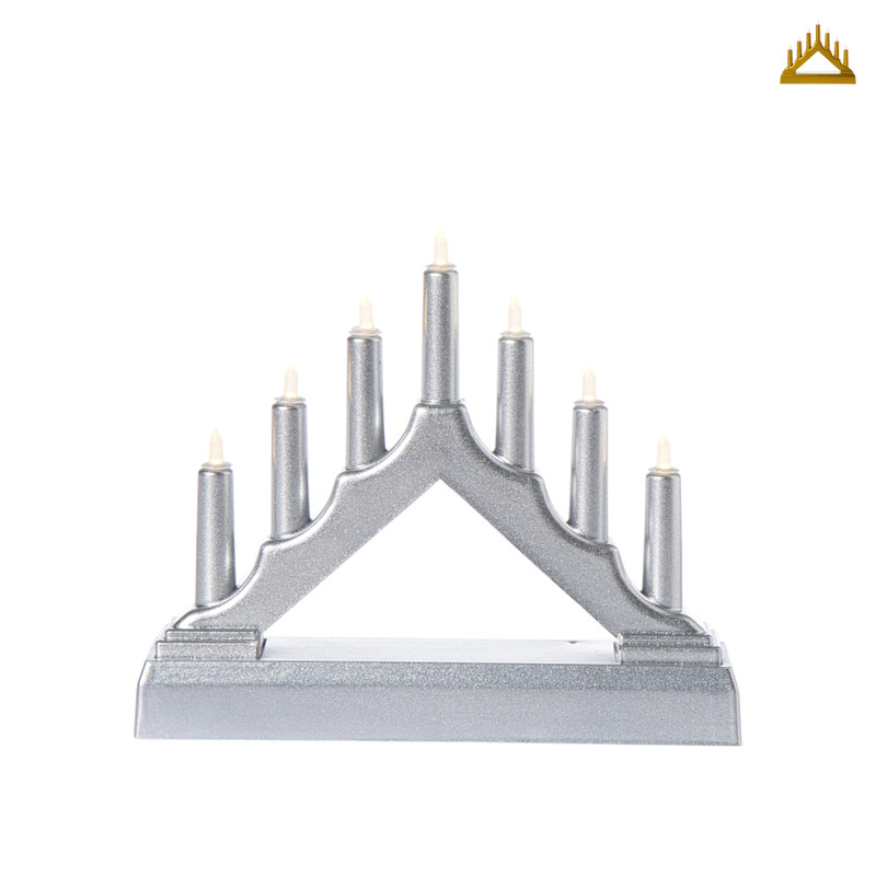 Kerst kandelaar met 7 lampjes - 13x15.7x3.9 cm - diverse varianten