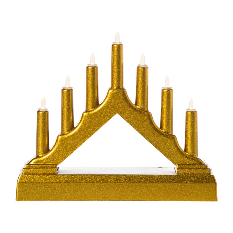 Kerst kandelaar met 7 lampjes - 13x15.7x3.9 cm - diverse varianten