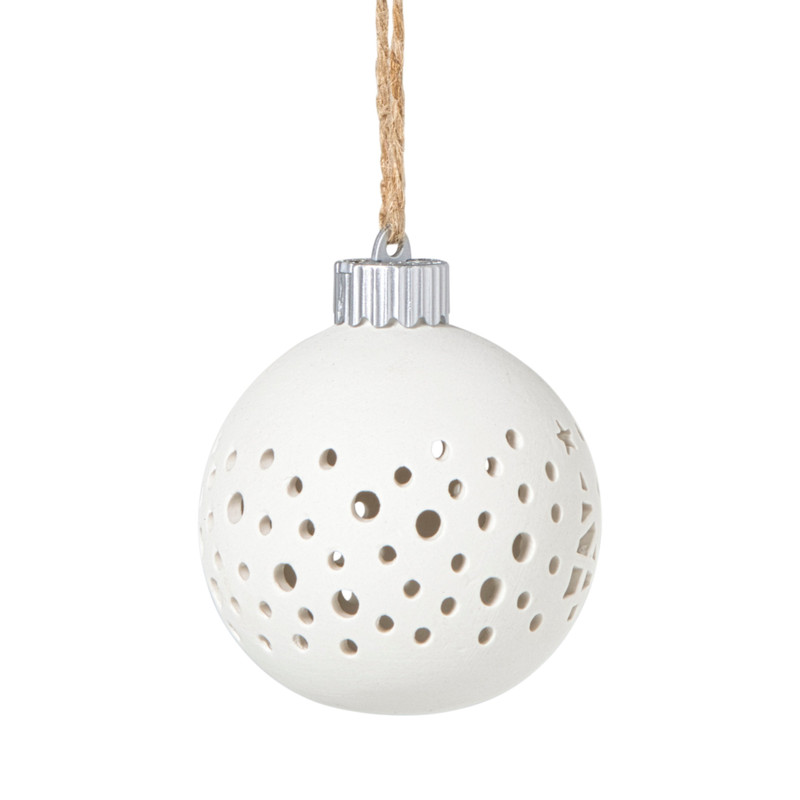 Kerstbal LED stippen - wit