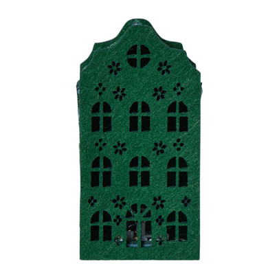 LED kersthuisje vilt - groen - 11.3x5.8x4.3 cm