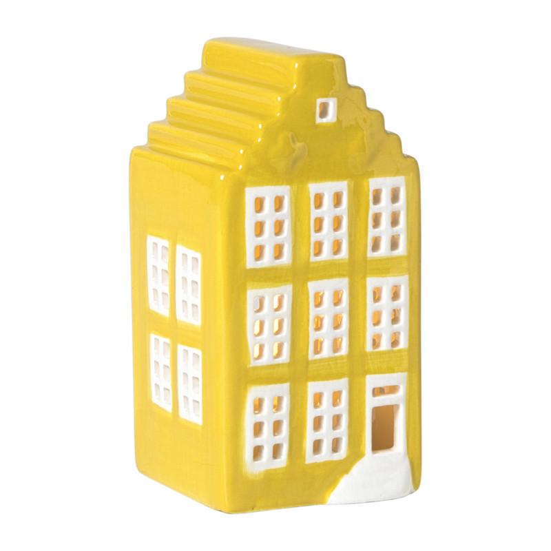 Kersthuisje - geel - 11x5.5x5.5 cm