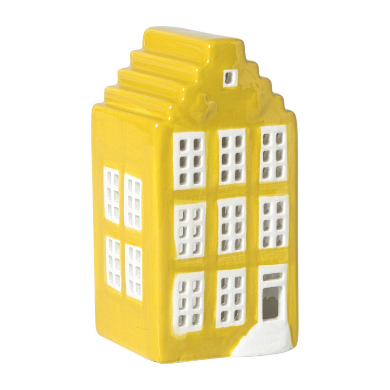 Kersthuisje - geel - 11x5.5x5.5 cm