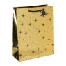 Kerst cadeautas ster - goud/zwart - 26x32.5 cm 