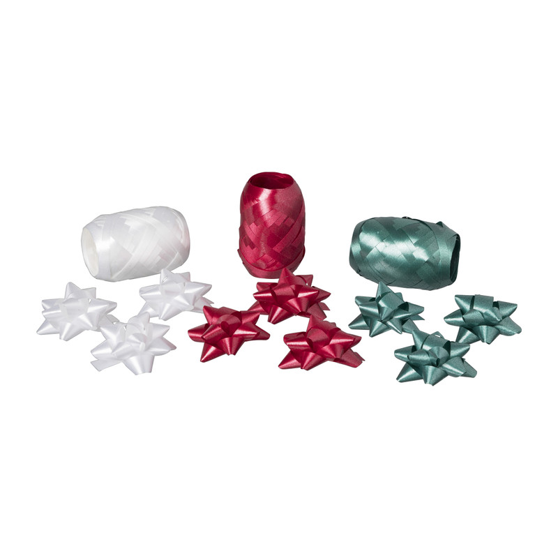 Lint en strik - wit/groen/rood - 12 stuks