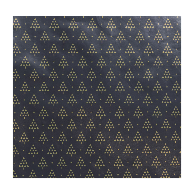 Kerst inpakpapier kerstboom - zwart - 70x200 cm