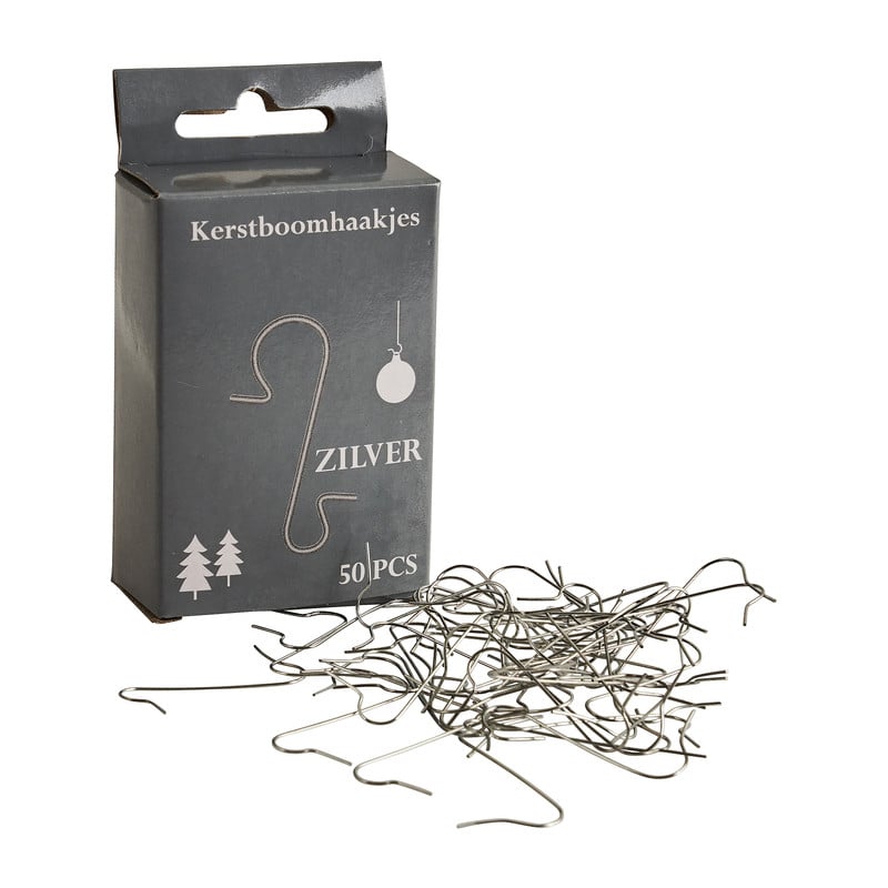 Kerstbalhaakjes - zilver - metaal