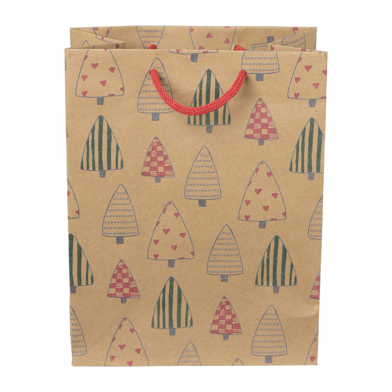 Kerst cadeautasje - kraft - 17.5x10 cm 