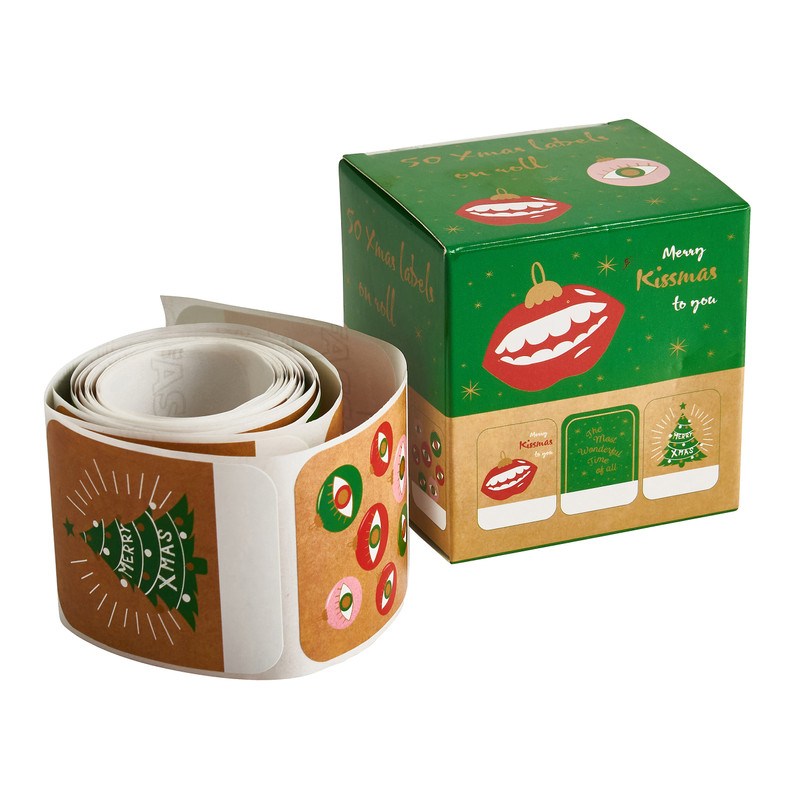 Naamstickers kerst - 50 stuks