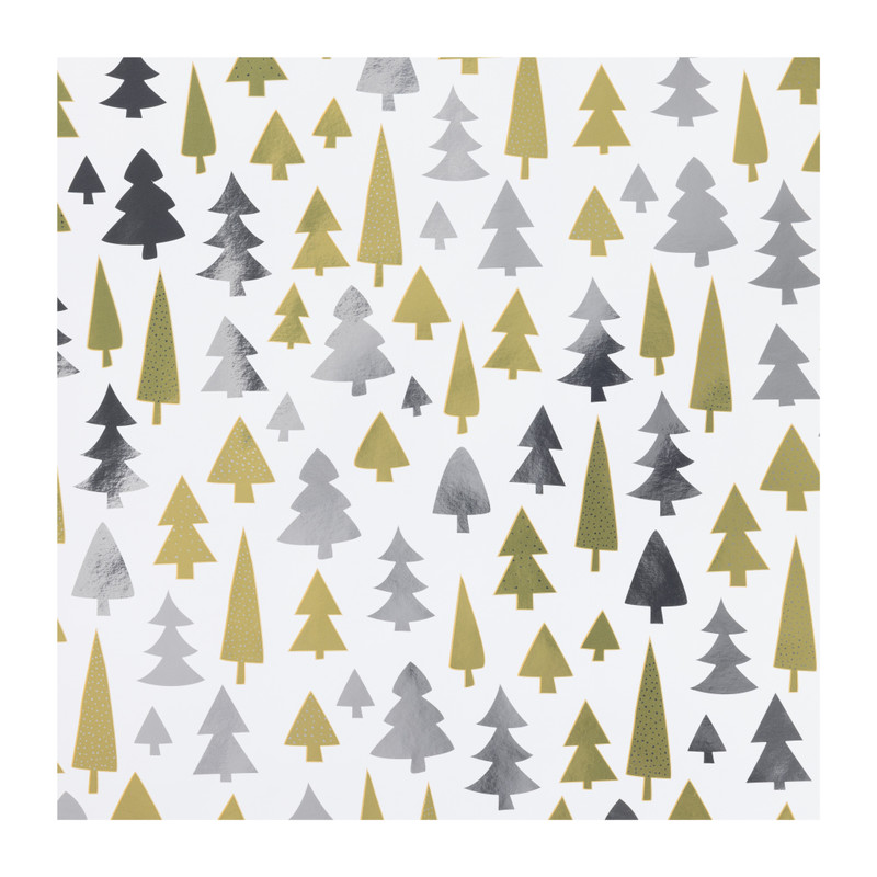 Kerst inpakpapier boom - zilver/goud - 70x200 cm