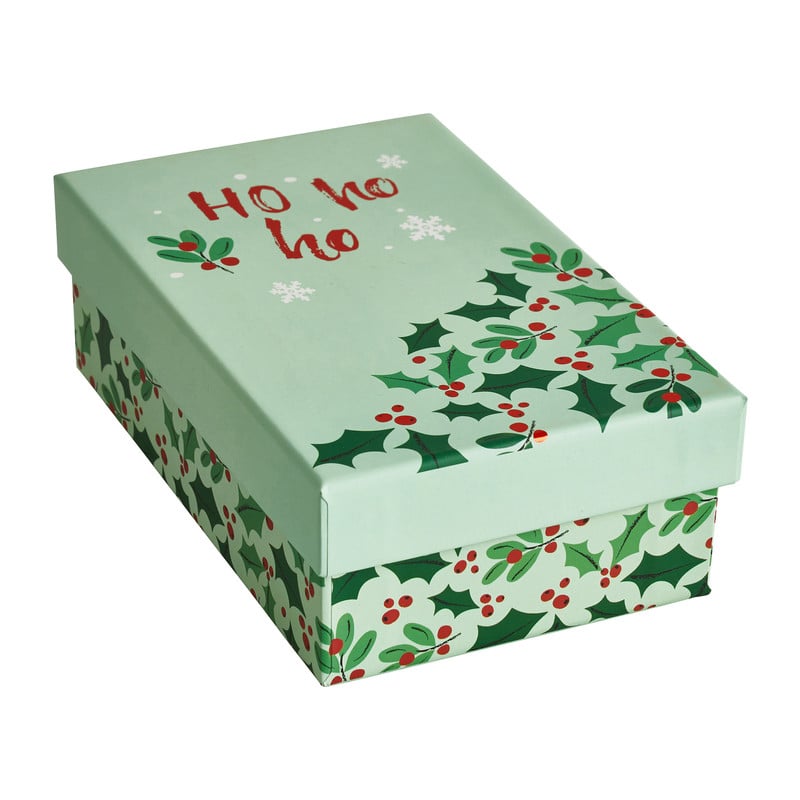 Cadeaudoos - kerst hulst - 16x10x5 cm 