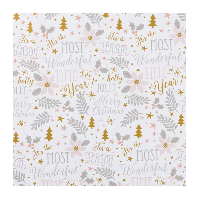 Kerst inpakpapier wonderful time - multikleur - 70x200 cm