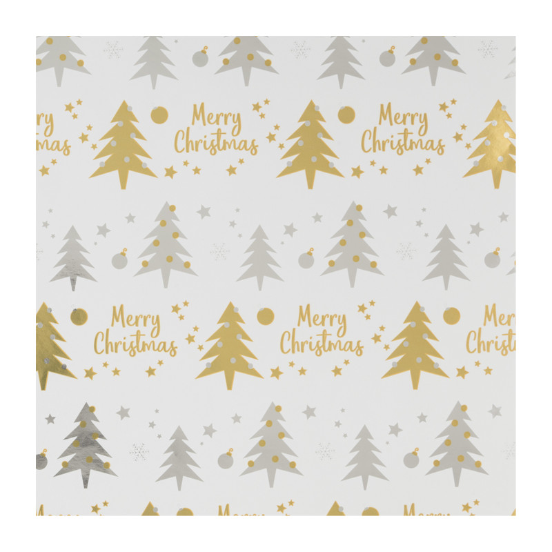 Kerst inpakpapier merry christmas - wit - 70x200 cm