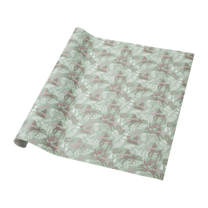 Kerst inpakpapier rendier - groen - 70x200 cm