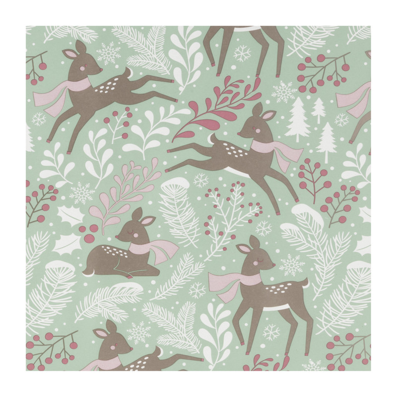 Kerst inpakpapier rendier - groen - 70x200 cm
