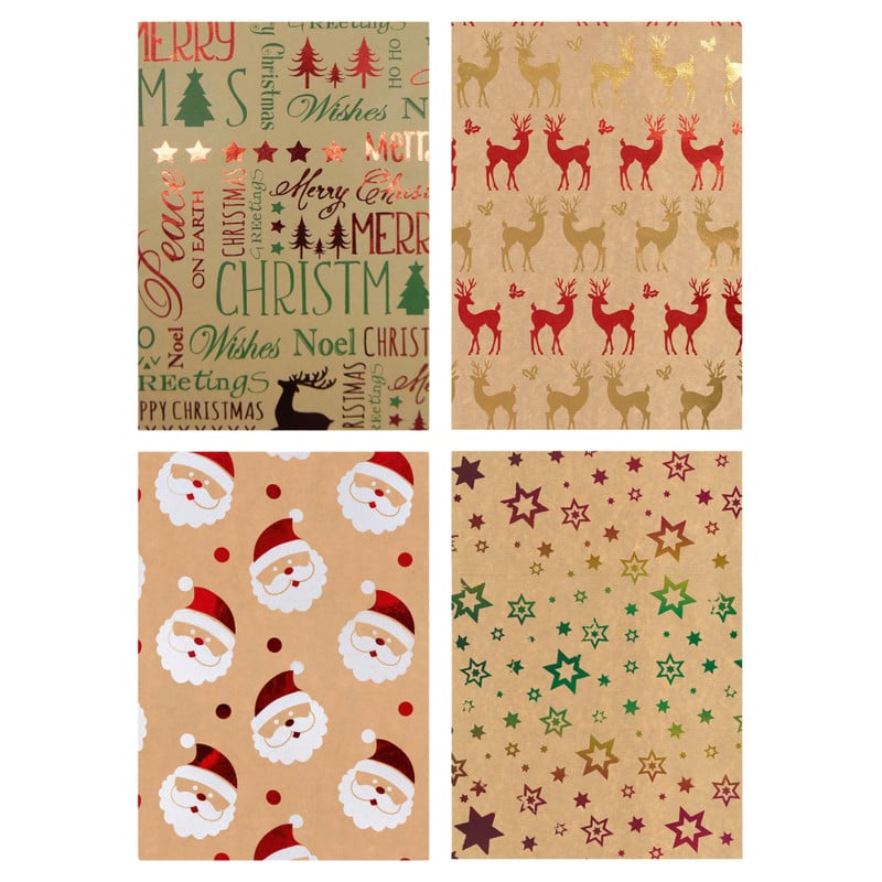 Inpakpapier hotstamp kraft - set van 2 -70x150 cm