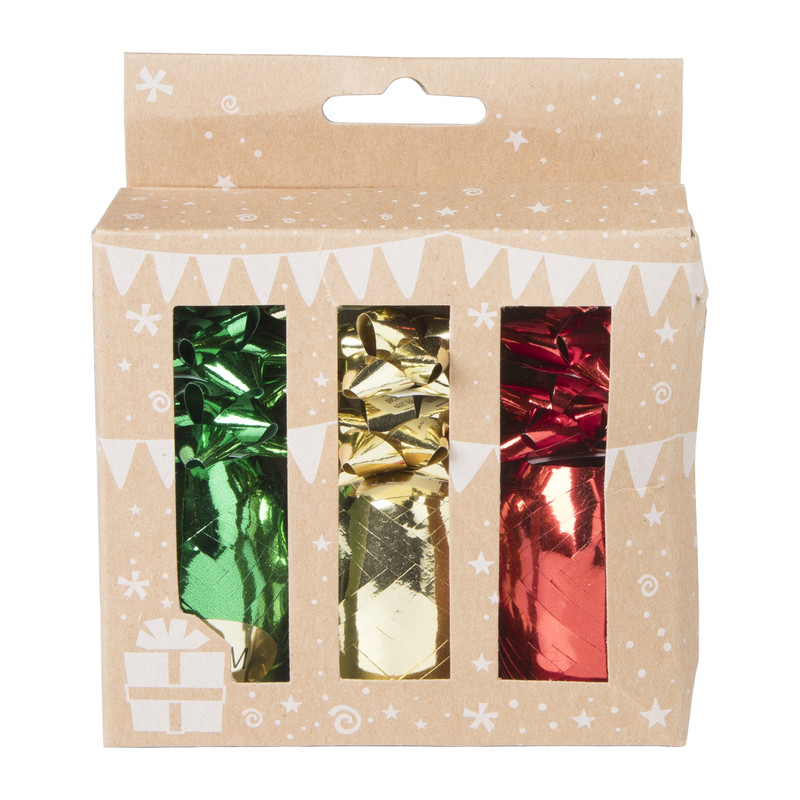 Lint met strik - groen/rood/goudkleurig - set van 3