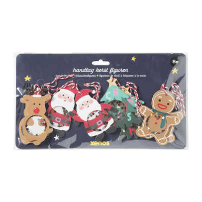 Hang tags kerst - multikleur - set van 8