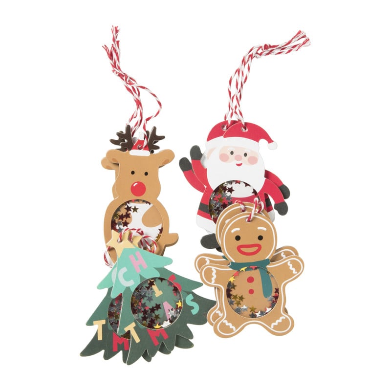 Hang tags kerst - multikleur - set van 8
