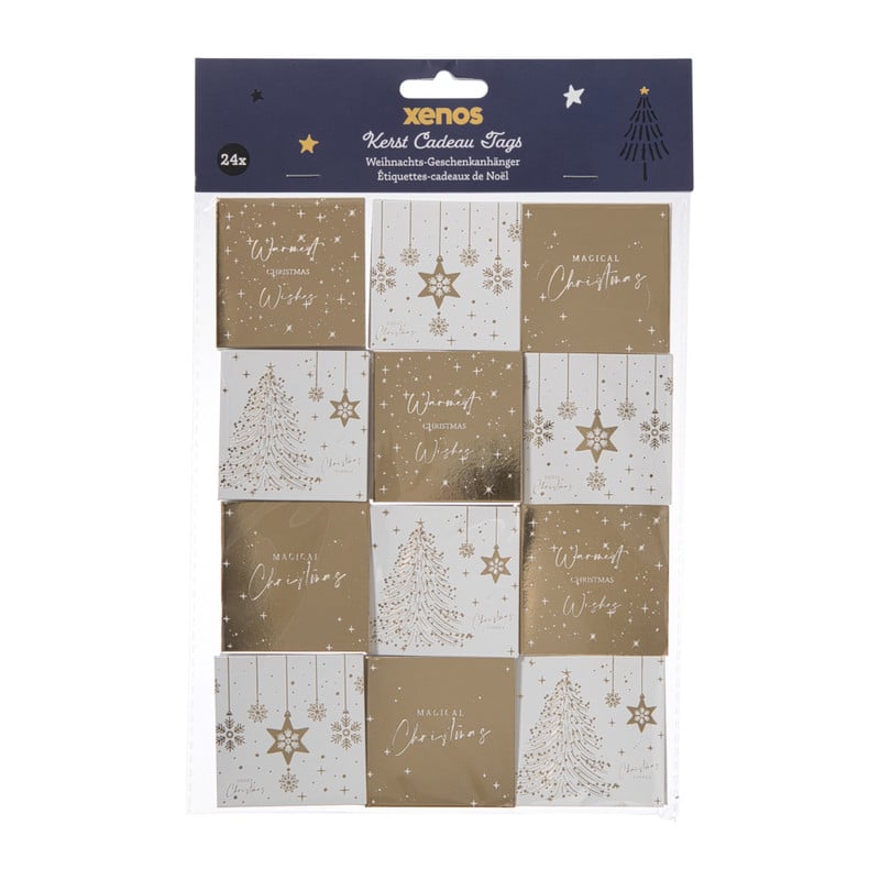 Kerstcadeau tags - goud - set van 24