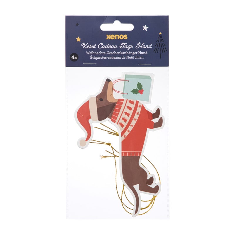 Kerstcadeau tags - teckel - set van 6