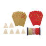 Kerstcadeau tags met lint - rood/goud - set van 18