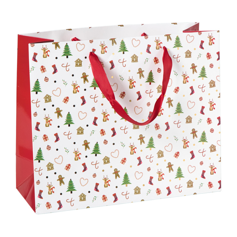 Cadeautas holly jolly maat L - diverse varianten