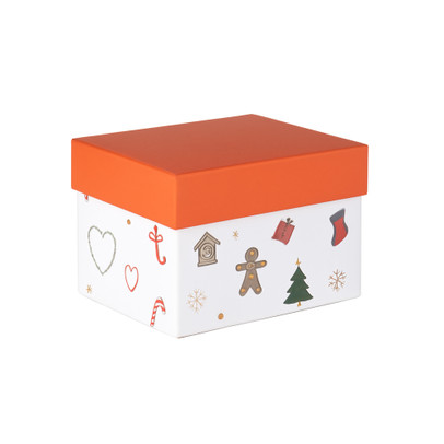 Kerst cadeau doos klein - multikleur - 7.5x12.5x9.5 cm