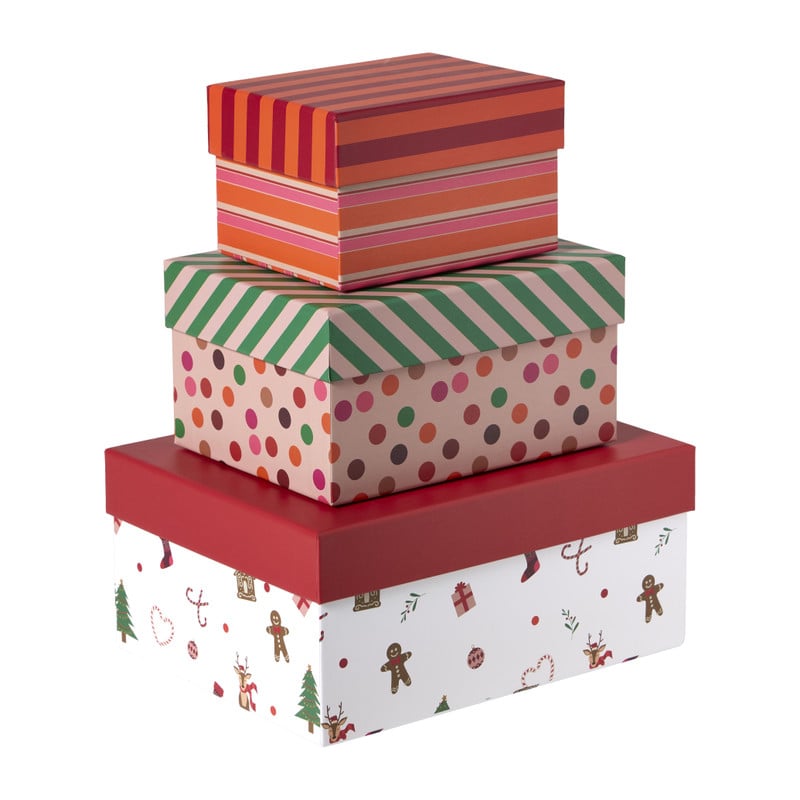 Kerst cadeau doos groot - multikleur