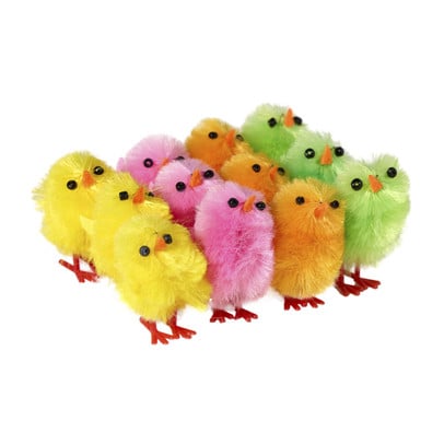 Chenille kuikens klein - multikleur - set van 12