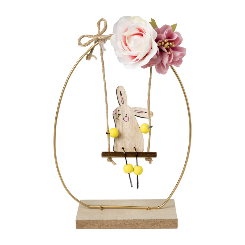 Paasdecoratie konijn schommel - 19x13 cm 