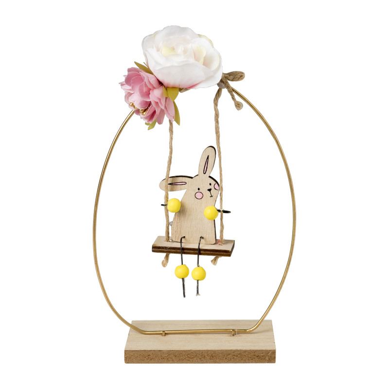 Paasdecoratie konijn schommel - 19x13 cm 