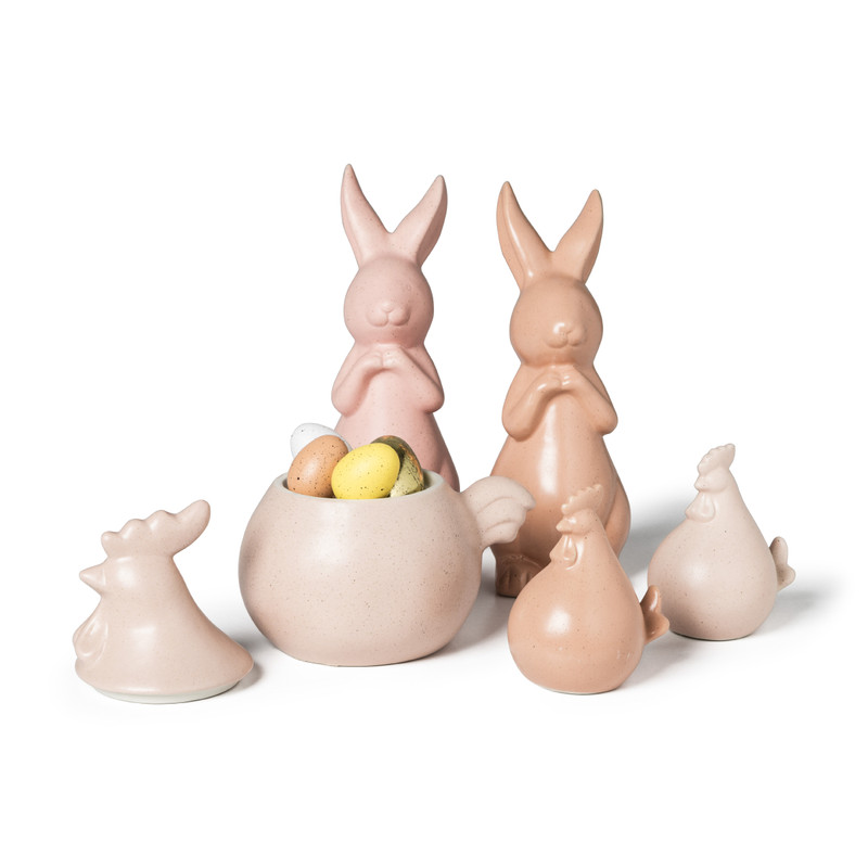 Voorraadpot kip - roze - 16.5x12.5x18 cm