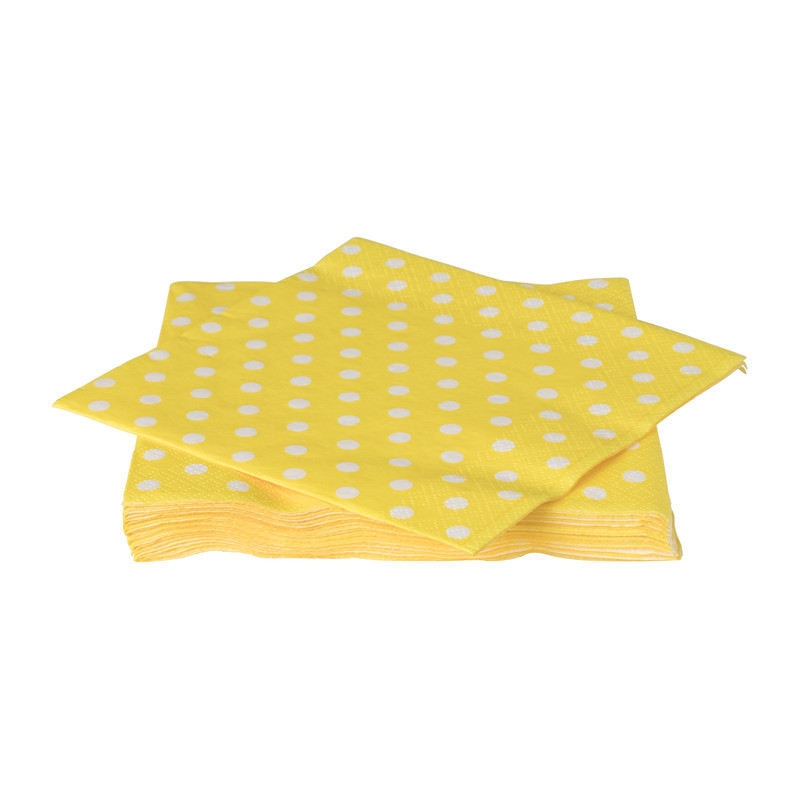Servetten dots - geel - 33x33 cm