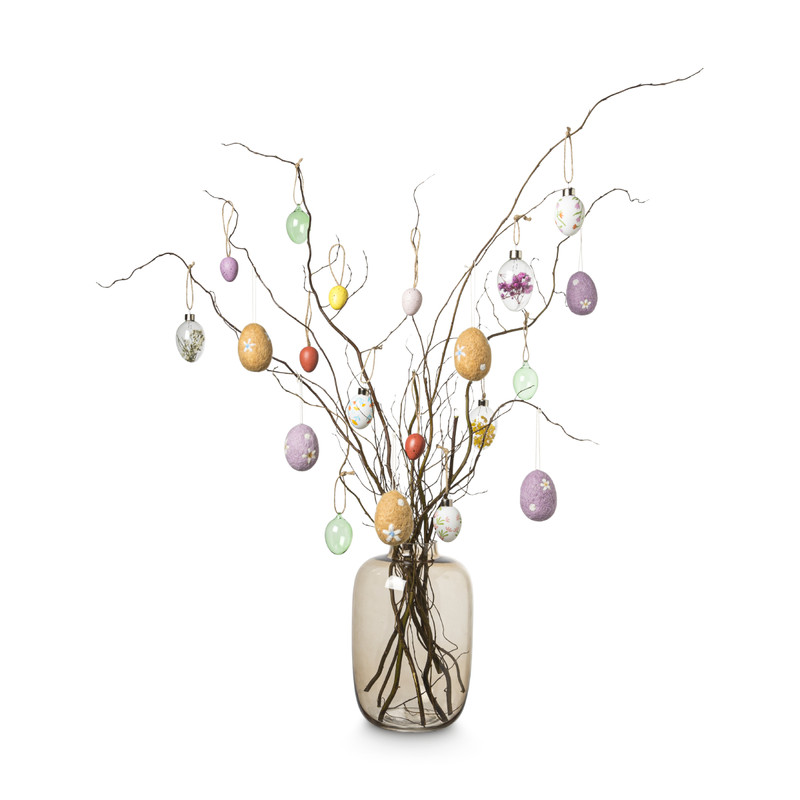 Paashanger eieren bloemen - ø4x6 cm - set van 4