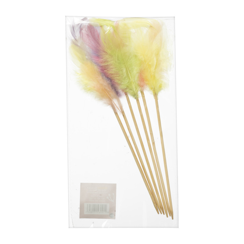 Veren stokjes gekleurd - set van 6 - 25 cm