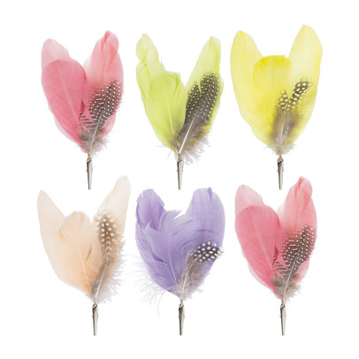 Veer op clip gekleurd - set van 6 - 14 cm
