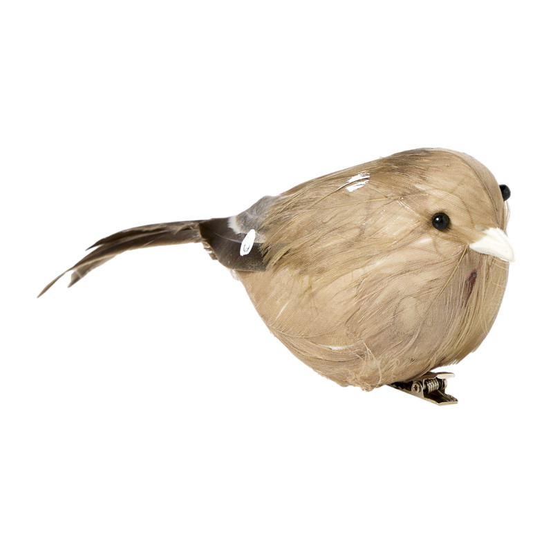 Vogel op clip gekleurd - diverse kleuren - 15x7x6 cm