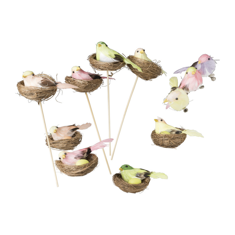 Vogel op clip - diverse kleuren - 12x5.5x3.5 cm