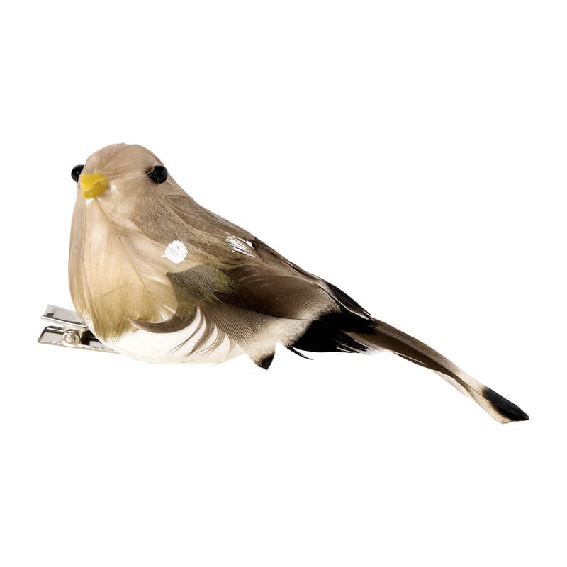 Vogel op clip - diverse kleuren - 12x5.5x3.5 cm