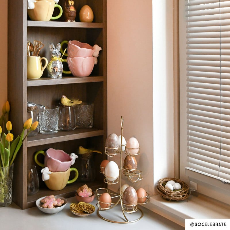 Etagere voor eieren - goud - 22x22x40,5 cm