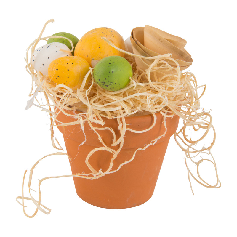 Pot met paasdecoratie