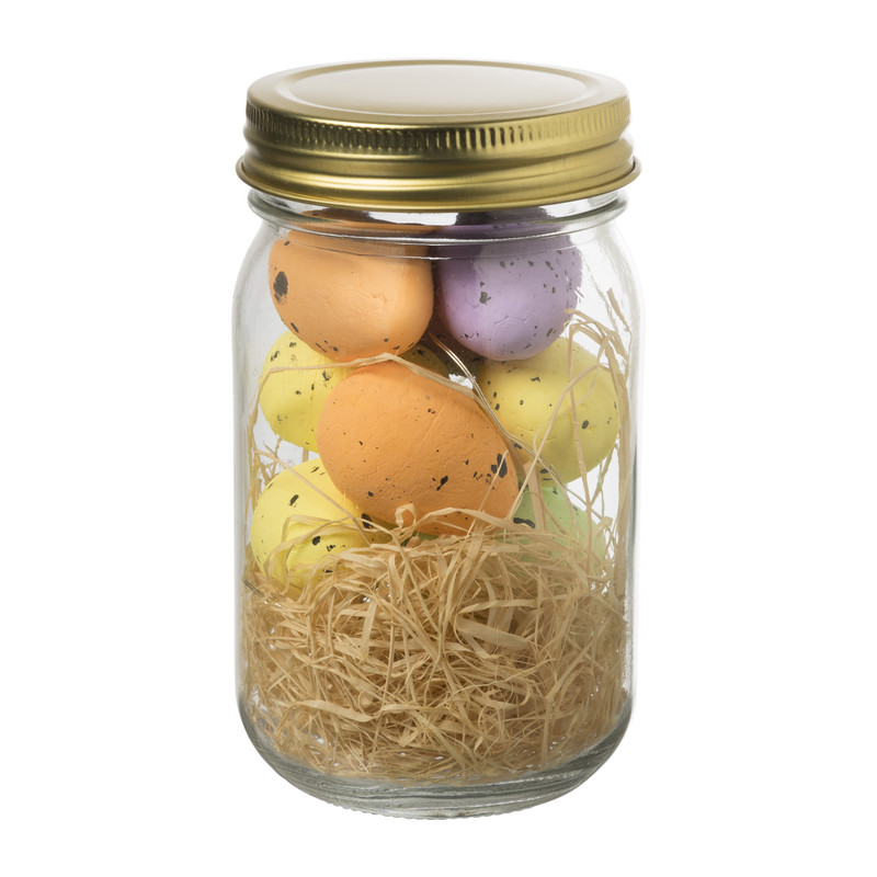Pot met eieren en verlichting - multikleur - ø7.8x13 cm
