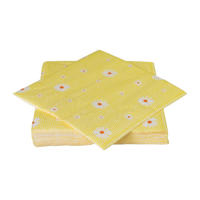 Servet bloem - geel/oranje - set van 12 - 33x33 cm 