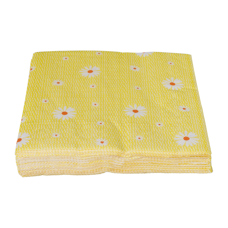 Servet bloem - geel/oranje - set van 12 - 33x33 cm 